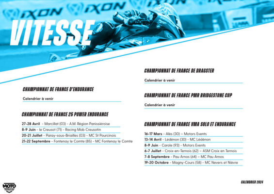 FFM Le calendrier Vitesse 2024 dévoilé Paddock GP