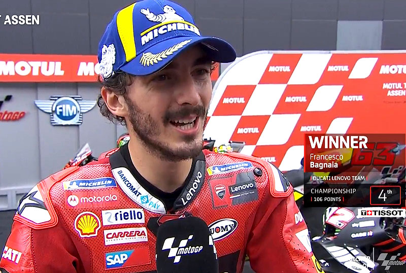 MotoGP Assen J3 Pecco Bagnaia (Ducati/1) : « A chaud » !