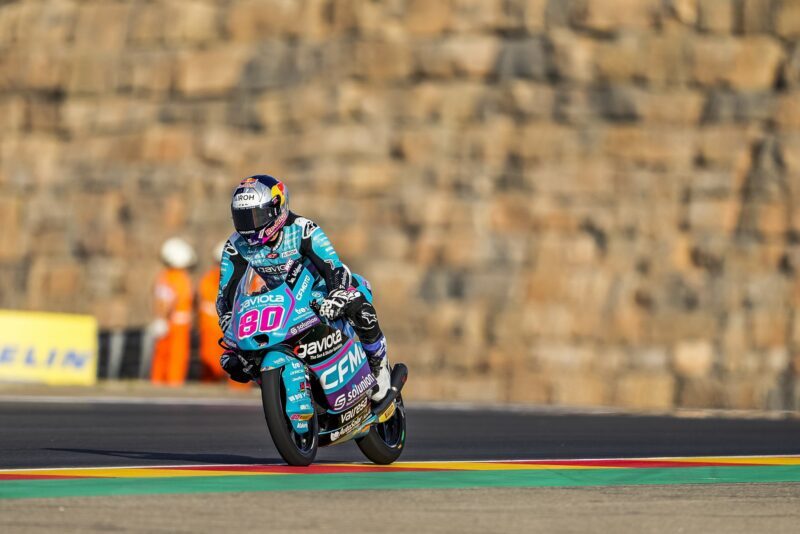 Moto3 Aragon P2 : David Alonso garde les commandes… sur le mouillé !